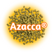 A pile of green Azacca® Hops T90 pellets with the Azacca logo visible on the packaging.