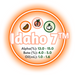 A graphic showing the brewing values of US Idaho 7™ Hops with an orange circle on a white background.