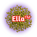 A pile of green Ella™ Hops T90 pellets on purple, with a background of white.