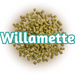 A close-up of US Willamette Hops Pellets, which are small, greenish-yellow pellets.